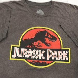JURASSIC PARK T SHIRT size S ALL OF MEASUREMENTS are n pics. Gray w the emblem